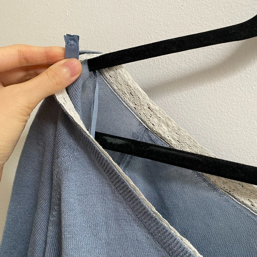 Zara Combination Knit Lace Trim V-Neck Sweater S - Picture 4 of 6